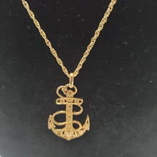 Load image into Gallery viewer, 18K BRAZILIAN GOLD PLATED SMALL ANCHOR PENDANT & Tiny Necklace