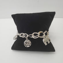 Load image into Gallery viewer, 18K ITALIAN WHITE GOLD PLATED ELEPHANT CHARM  BRACELET