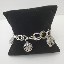 Load image into Gallery viewer, 18K ITALIAN WHITE GOLD PLATED ELEPHANT CHARM  BRACELET