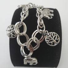 Load image into Gallery viewer, 18K ITALIAN WHITE GOLD PLATED ELEPHANT CHARM  BRACELET