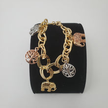 Load image into Gallery viewer, 18K ITALIAN GOLD PLATED 3 TONE BALL AND ELEPHANT BALL BRACELET