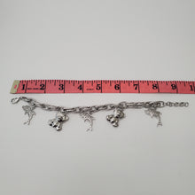 Load image into Gallery viewer, 18K ITALIAN WHITE GOLD PLATED TEDDY & FISH CHARM  BRACELET