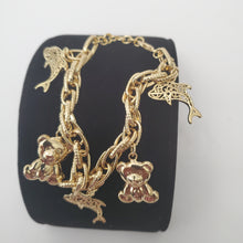 Load image into Gallery viewer, 18K ITALIAN GOLD PLATED TEDDY AND FISH CHARM BRACELET
