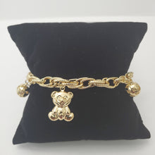 Load image into Gallery viewer, 18K ITALIAN GOLD PLATED TEDDY AND BALL CHARM BRACELET