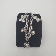 Load image into Gallery viewer, 18K ITALIAN WHITE GOLD PLATED TEDDY & BALL CHARM  BRACELET