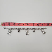 Load image into Gallery viewer, 18K ITALIAN WHITE GOLD PLATED TEDDY & BALL CHARM  BRACELET