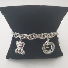 Load image into Gallery viewer, 18K ITALIAN WHITE GOLD PLATED TEDDY CHARM  BRACELET