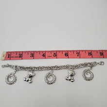 Load image into Gallery viewer, 18K ITALIAN WHITE GOLD PLATED TEDDY CHARM  BRACELET