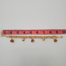 Load image into Gallery viewer, 18K ITALIAN GOLD PLATED CORAL COLOR BALL CHARM  BRACELET