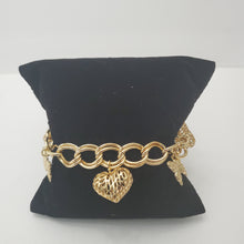 Load image into Gallery viewer, 18K ITALIAN GOLD PLATED CHUNKY BUTTERFLY & HEART CHARM BRACELET