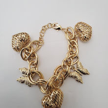 Load image into Gallery viewer, 18K ITALIAN GOLD PLATED CHUNKY BUTTERFLY & HEART CHARM BRACELET
