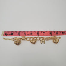 Load image into Gallery viewer, 18K ITALIAN GOLD PLATED CHUNKY BUTTERFLY & HEART CHARM BRACELET