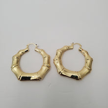 Load image into Gallery viewer, 8K ITALIAN GOLD PLATED BIG BAMBOO HOOP EARRINGS