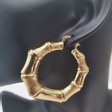 Load image into Gallery viewer, 8K ITALIAN GOLD PLATED BIG BAMBOO HOOP EARRINGS