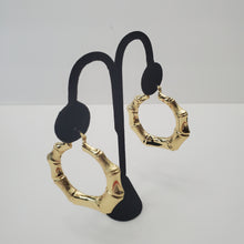 Load image into Gallery viewer, 8K ITALIAN GOLD PLATED BIG BAMBOO HOOP EARRINGS
