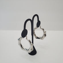 Load image into Gallery viewer, 18K ITALIAN WHITE GOLD PLATED BIG  BAMBOO HOOP EARRINGS