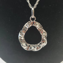 Load image into Gallery viewer, 18K ITALIAN WHITE GOLD PLATED HOOP EARRINGS AND PENDANT