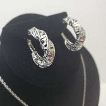 Load image into Gallery viewer, 18K ITALIAN WHITE GOLD PLATED HOOP EARRINGS AND PENDANT
