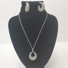Load image into Gallery viewer, 18K  WHITE GOLD PLATED HOOP EARRING, NECKLACE AND PENDANT SET