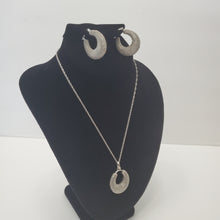 Load image into Gallery viewer, 18K  WHITE GOLD PLATED HOOP EARRING, NECKLACE AND PENDANT SET
