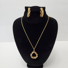 Load image into Gallery viewer, 18K ITALIAN GOLD PLATED HOOP EARRING, NECKLACE AND PENDANT SET