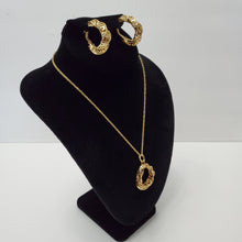 Load image into Gallery viewer, 18K ITALIAN GOLD PLATED HOOP EARRING, NECKLACE AND PENDANT SET