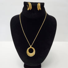 Load image into Gallery viewer, 18K ITALIAN GOLD PLATED HOOP EARRING, NECKLACE AND PENDANT SET