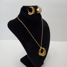 Load image into Gallery viewer, 18K ITALIAN GOLD PLATED HOOP EARRING, NECKLACE AND PENDANT SET
