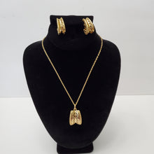 Load image into Gallery viewer, 18K ITALIAN GOLD PLATED HOOP EARRING, NECKLACE AND PENDANT SET