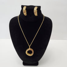 Load image into Gallery viewer, 18K ITALIAN GOLD PLATED HOOP EARRING, NECKLACE AND PENDANT SET