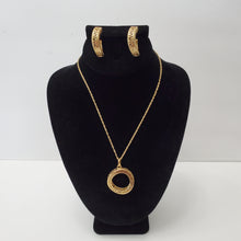 Load image into Gallery viewer, 18K ITALIAN GOLD PLATED HOOP EARRING, NECKLACE AND PENDANT SET