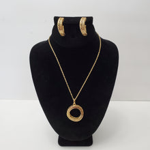 Load image into Gallery viewer, 18K ITALIAN GOLD PLATED HOOP EARRING, NECKLACE AND PENDANT SET