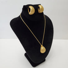 Load image into Gallery viewer, 18K ITALIAN GOLD PLATED CURVED EARRING, NECKLACE AND PENDANT SET