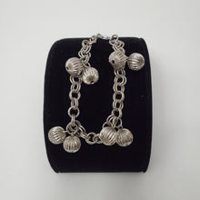 Load image into Gallery viewer, 18K ITALIAN WHITE GOLD PLATED BALL CHARM BRACELET