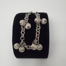 Load image into Gallery viewer, 18K ITALIAN WHITE GOLD PLATED BALL CHARM BRACELET