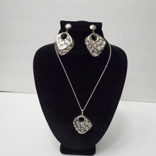 Load image into Gallery viewer, 18K ITALIAN WHITE GOLD PLATED PENDANT AND EARRING, NECKLACE SET