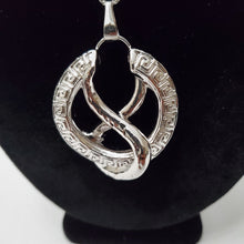 Load image into Gallery viewer, 18K ITALIAN WHITE GOLD PLATED HOOP EARRING, NECKLACE AND PENDANT  SET