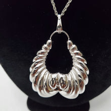 Load image into Gallery viewer, 18K ITALIAN WHITE GOLD PLATED HOOP EARRING, NECKLACE AND PENDANT  SET