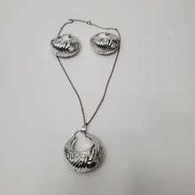Load image into Gallery viewer, 18K WHITE GOLD PLATED HOOP EARRING, NECKLACE AND PENDANT  SET