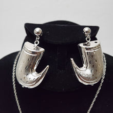 Load image into Gallery viewer, 18K ITALIAN WHITE GOLD PLATED DROP EARRING, NECKLACE AND PENDANT SET