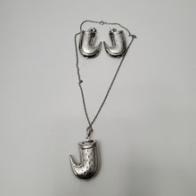 Load image into Gallery viewer, 18K ITALIAN WHITE GOLD PLATED DROP EARRING, NECKLACE AND PENDANT SET