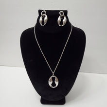 Load image into Gallery viewer, 18K ITALIAN WHITE GOLD PLATED DROP EARRING, NECKLACE AND PENDANT  SET