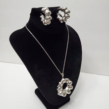 Load image into Gallery viewer, 18K ITALIAN WHITE GOLD PLATED HOOP EARRING, NECKLACE AND PENDANT SET