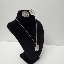 Load image into Gallery viewer, 18K ITALIAN WHITE GOLD PLATED ROUND CLIP EARRING, NECKLACE AND PENDANT  SET