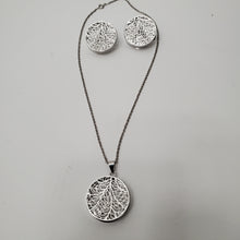 Load image into Gallery viewer, 18K ITALIAN WHITE GOLD PLATED ROUND CLIP EARRING, NECKLACE AND PENDANT  SET