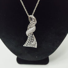 Load image into Gallery viewer, 18K ITALIAN WHITE GOLD PLATED CZ EARRING, NECKLACE AND PENDANT  SET