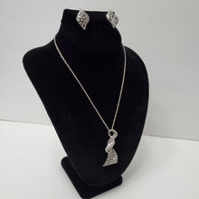Load image into Gallery viewer, 18K ITALIAN WHITE GOLD PLATED CZ EARRING, NECKLACE AND PENDANT  SET