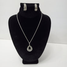 Load image into Gallery viewer, 18K ITALIAN WHITE GOLD PLATED CLIP EARRING, NECKLACE AND PENDANT  SET