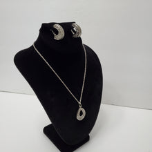 Load image into Gallery viewer, 18K ITALIAN WHITE GOLD PLATED CLIP EARRING, NECKLACE AND PENDANT  SET