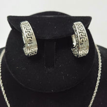 Load image into Gallery viewer, 18K ITALIAN WHITE GOLD PLATED CLIP EARRING, NECKLACE AND PENDANT  SET